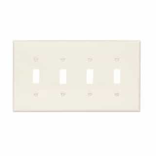 Eaton Wiring 4-Gang Toggle Wall Plate, Mid-Size, Polycarbonate, Almond