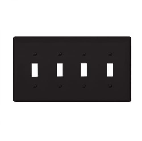Eaton Wiring 4-Gang Toggle Wall Plate, Mid-Size, Polycarbonate, Black