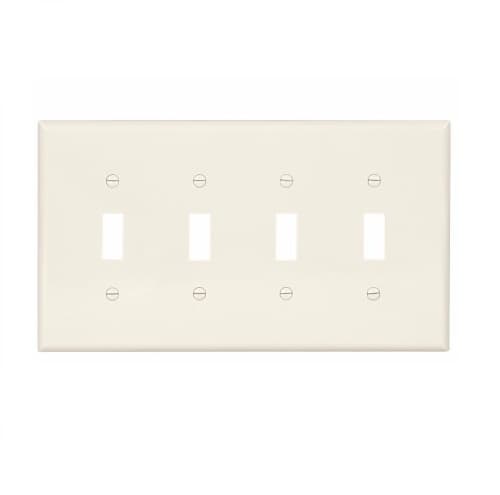 4-Gang Toggle Wall Plate, Mid-Size, Polycarbonate, Light Almond