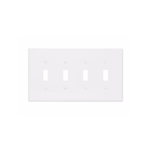 Mid-Size 4-Gang Toggle Switch Polycarbonate Wallplate, White