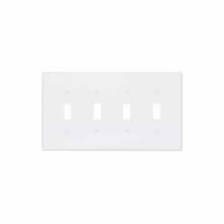 Mid-Size 4-Gang Toggle Switch Polycarbonate Wallplate, White