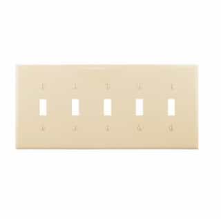 Eaton Wiring 5-Gang Toggle Wall Plate, Mid-Size, Polycarbonate, Ivory