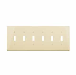 6-Gang Toggle Wall Plate, Mid-Size, Polycarbonate, Almond