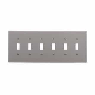 Eaton Wiring 6-Gang Toggle Wall Plate, Mid-Size, Polycarbonate, Gray