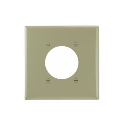 Eaton Wiring 2-Gang Power Outlet Wall Plate, Mid-Size, 2.15" Hole, Ivory