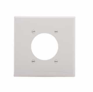 2-Gang Power Outlet Wall Plate, Mid-Size, 2.15" Hole, White