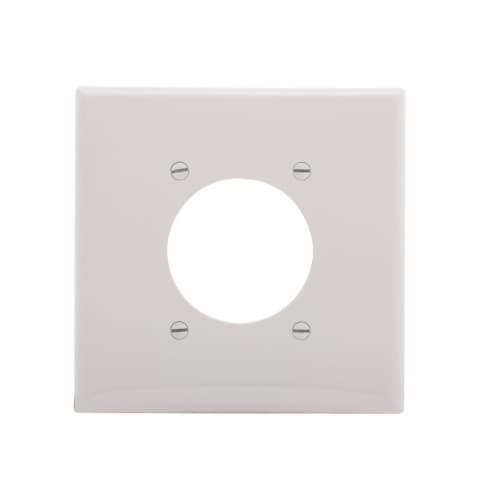 Eaton Wiring 2-Gang Power Outlet Wall Plate, Mid-Size, 2.15" Hole, White