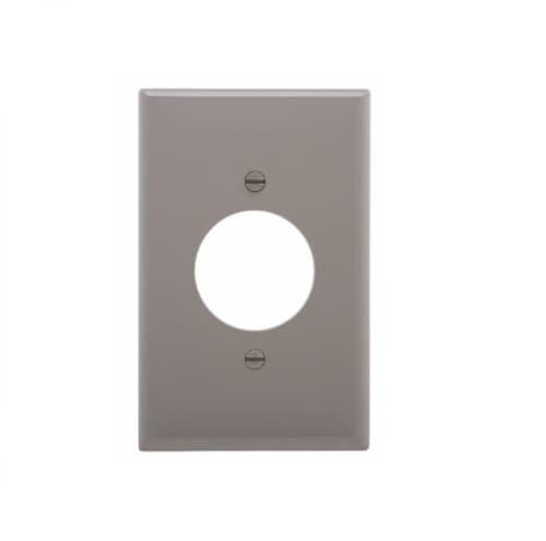 1-Gang Power Outlet Wall Plate, Mid-Size, 1.59" Hole, Grey