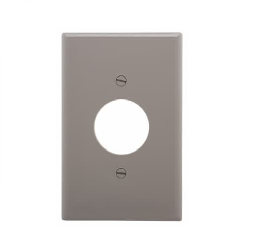 1-Gang Power Outlet Wall Plate, Mid-Size, 1.40" Hole, Grey