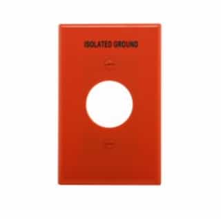 1-Gang Power Outlet Wall Plate, Mid-Size, 1.40" Hole, Isolated Ground