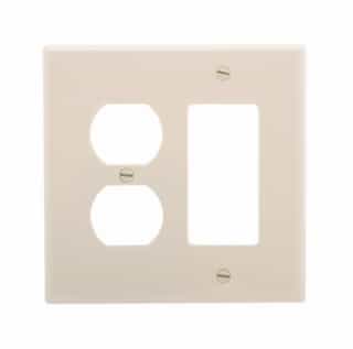 Eaton Wiring 2-Gang Combination Wall Plate, Mid-Size, Duplex & Decora, Almond