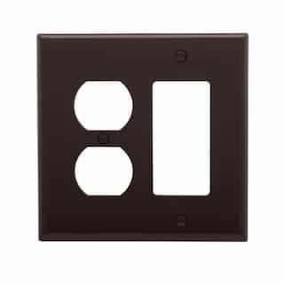 Eaton Wiring 2-Gang Combination Wall Plate, Mid-Size, Duplex & Decora, Brown