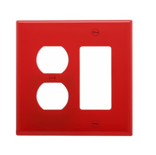 2-Gang Combination Wall Plate, Mid-Size, Duplex & Decora, Red