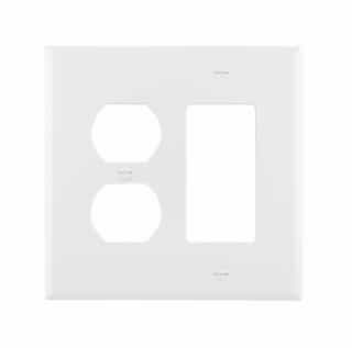 Eaton Wiring 2-Gang Combination Wall Plate, Mid-Size, Duplex & Decora, White