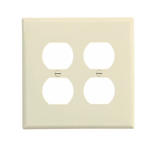 2-Gang Duplex Wall Plate, Mid-Size, Polycarbonate, Almond