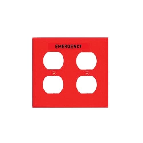 2-Gang Emergency Duplex Wall Plate, Mid-Size, Red