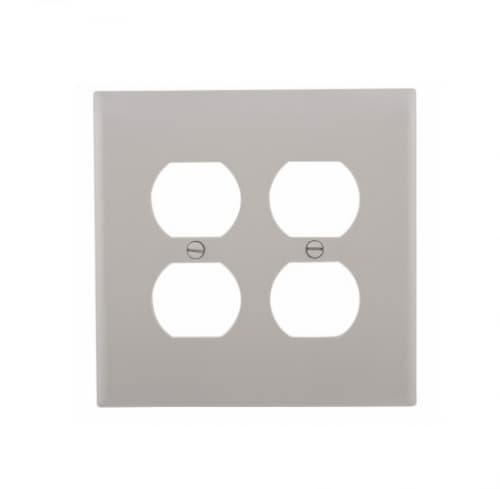Eaton Wiring 2-Gang Duplex Wall Plate, Mid-Size, Polycarbonate, Gray