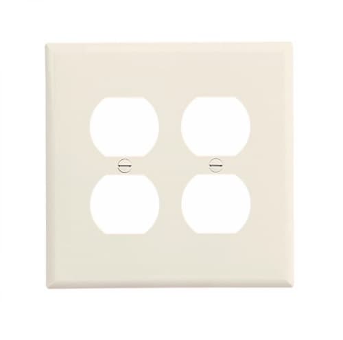 2-Gang Duplex Wall Plate, Mid-Size, Polycarbonate, Light Almond