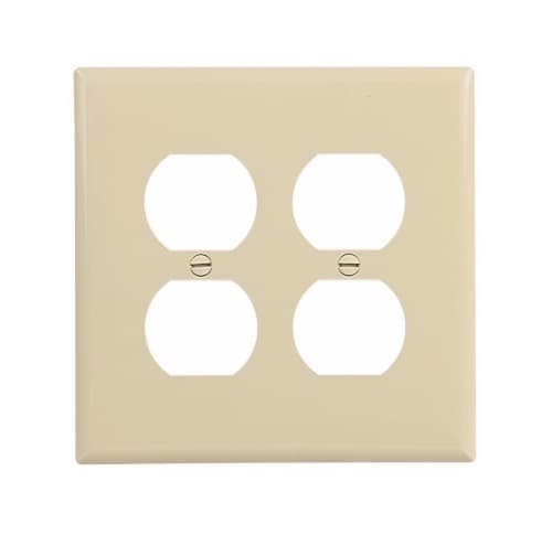 2-Gang Duplex Wall Plate, Mid-Size, Polycarbonate, Ivory