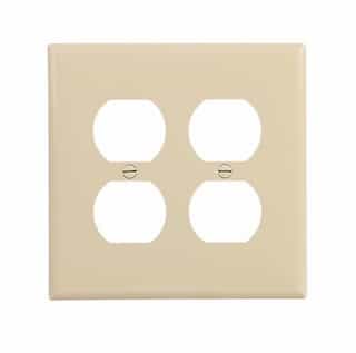 Eaton Wiring 2-Gang Duplex Wall Plate, Mid-Size, Polycarbonate, Ivory