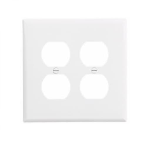 Eaton Wiring 2-Gang Duplex Wall Plate, Mid-Size, Polycarbonate, White