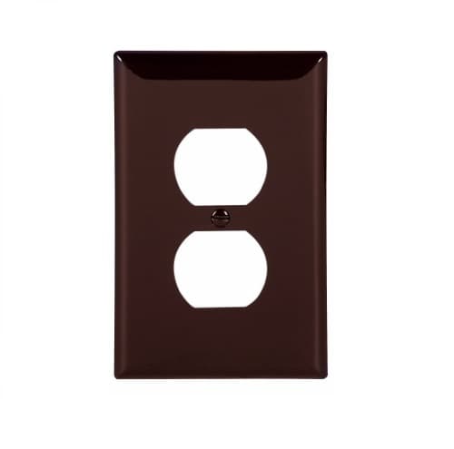 1-Gang Duplex Wall Plate, Mid-Size, Polycarbonate, Brown