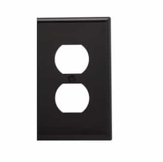 1-Gang Duplex Wall Plate, Mid-Size, Polycarbonate, Black