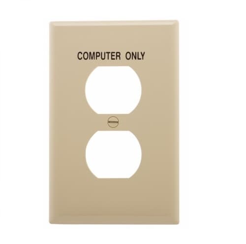 1-Gang Duplex Wall Plate, Mid-Size, COMPUTER, Ivory