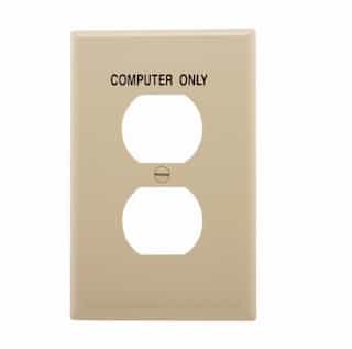 1-Gang Duplex Wall Plate, Mid-Size, COMPUTER, Ivory