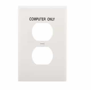 1-Gang Duplex Wall Plate, Mid-Size, COMPUTER, White