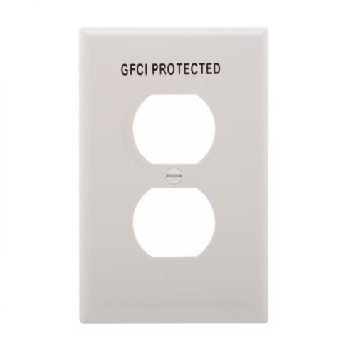 1-Gang Duplex Wall Plate, Mid-Size, GFCI Protected, White