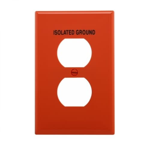Eaton Wiring 1-Gang Duplex Wall Plate, Mid-Size, Isolated Ground, Red