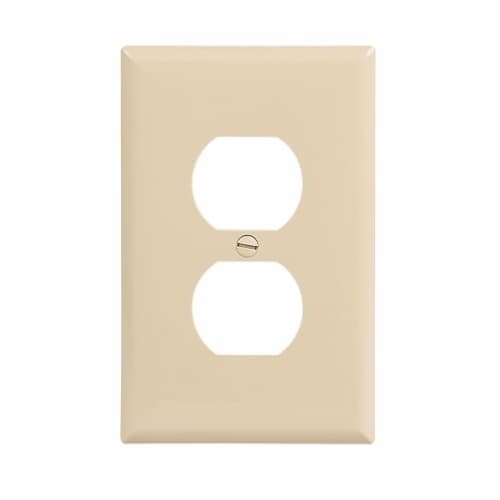1-Gang Duplex Wall Plate, Mid-Size, Polycarbonate, Ivory