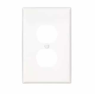 1-Gang Duplex Wall Plate, Mid-Size, Polycarbonate, White