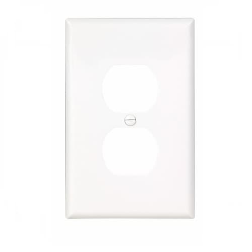 1-Gang Duplex Wall Plate, Mid-Size, Polycarbonate, White