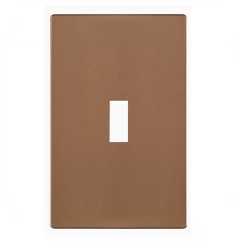 1-Gang Toggle Wall Plate, Mid-Size, Screwless, Polycarbonate, Brushed Bronze