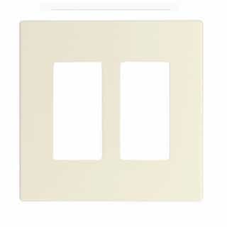 Eaton Wiring 2-Gang Decorative Wall Plate, Mid-Size, Screwless, Polycarbonate, Almond