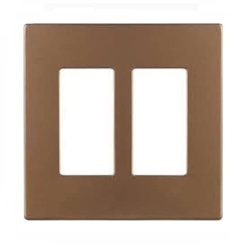 2-Gang Decorative Wall Plate, Mid-Size, Screwless, Polycarbonate, Brushed Bronze