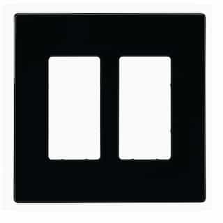 Eaton Wiring 2-Gang Decorative Wall Plate, Mid-Size, Screwless, Polycarbonate, Black