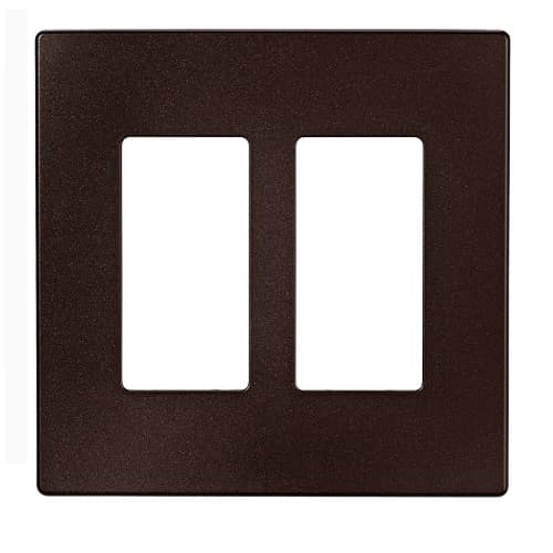 Eaton Wiring 2-Gang Decorative Wall Plate, Mid-Size, Screwless, Polycarbonate, Oil Rubbed Bronze