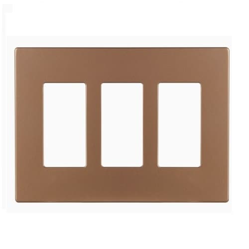 Eaton Wiring 3-Gang Decora Wall Plate, Mid-Size, Screwless, Polycarbonate, Brushed Bronze