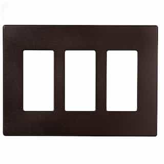 3-Gang Decora Wall Plate, Mid-Size, Screwless, Polycarbonate, Oil Rubbed Bronze