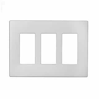 3-Gang Decora Wall Plate, Mid-Size, Screwless, Polycarbonate, Silver Granite