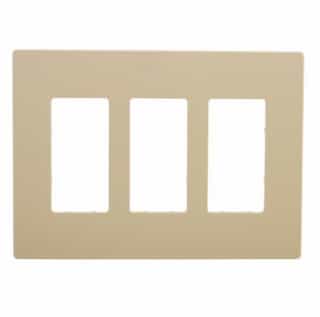 3-Gang Decora Wall Plate, Mid-Size, Screwless, Ivory