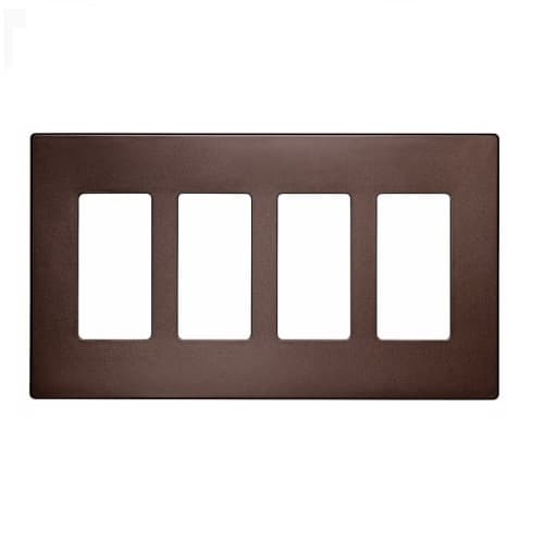 4-Gang Decora Wall Plate, Mid-Size, Screwless, Polycarbonate, Oil Rubbed Bronze