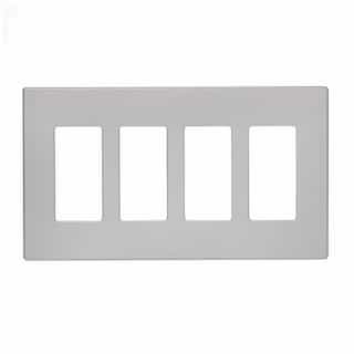 Eaton Wiring 4-Gang Decora Wall Plate, Mid-Size, Screwless, Polycarbonate, Silver Granite