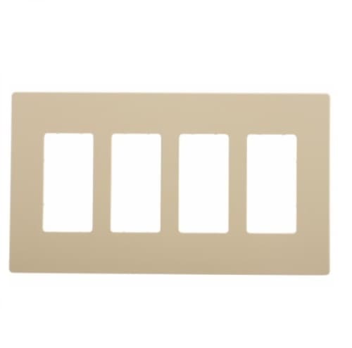4-Gang Decora Wall Plate, Mid-Size, Screwless, Ivory