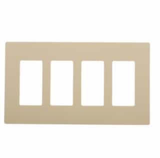 Eaton Wiring 4-Gang Decora Wall Plate, Mid-Size, Screwless, Ivory