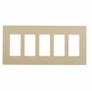 Eaton Wiring 5-Gang Decora Wall Plate, Mid-Size, Screwless, Ivory