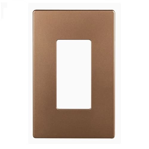 1-Gang Decora Wall Plate, Mid-Size, Screwless, Polycarbonate, Brushed Bronze